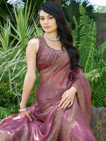 Thumbnail for NOZ2TOZ Women's Organza Pink Embellished Designer Saree With Blouse Piece - Distacart