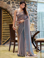 Thumbnail for NOZ2TOZ Women's Pure Chiffon Metallic Embellished Designer Saree With Blouse Piece - Distacart