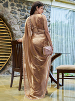 Thumbnail for NOZ2TOZ Women's Pure Chiffon Bronze Embellished Designer Saree With Blouse Piece - Distacart