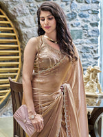 Thumbnail for NOZ2TOZ Women's Pure Chiffon Bronze Embellished Designer Saree With Blouse Piece - Distacart