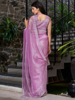 Thumbnail for NOZ2TOZ Women's Organza Mauve Embellished Designer Saree With Blouse Piece - Distacart