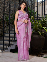 Thumbnail for NOZ2TOZ Women's Organza Mauve Embellished Designer Saree With Blouse Piece - Distacart