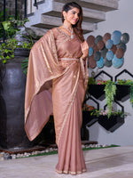 Thumbnail for NOZ2TOZ Women's Pure Chiffon Brown Embellished Designer Saree With Blouse Piece - Distacart
