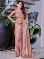 Thumbnail for NOZ2TOZ Women's Pure Chiffon Brown Embellished Designer Saree With Blouse Piece - Distacart