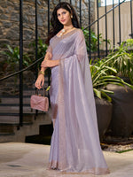 Thumbnail for NOZ2TOZ Women's Organza Lavender Embellished Designer Saree With Blouse Piece - Distacart