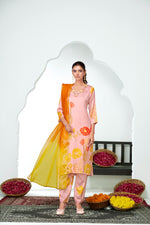 Thumbnail for BulBul Malaika Silk Pink Kurta Set with Dupatta