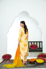 Thumbnail for BulBul Malaika Silk White Kurta Set with Dupatta