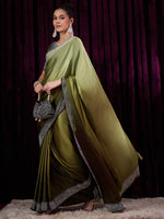 Thumbnail for NOZ2TOZ Women's Satin Silk Olive Embellished Designer Saree With Blouse Piece - Distacart