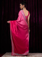 Thumbnail for NOZ2TOZ Women's Satin Silk Pink Embellished Designer Saree With Blouse Piece - Distacart