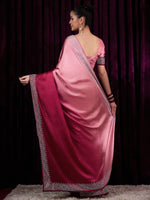 Thumbnail for NOZ2TOZ Women's Satin Silk Pink Embellished Designer Saree With Blouse Piece - Distacart
