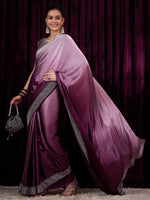 Thumbnail for NOZ2TOZ Women's Satin Silk Magenta Embellished Designer Saree With Blouse Piece - Distacart