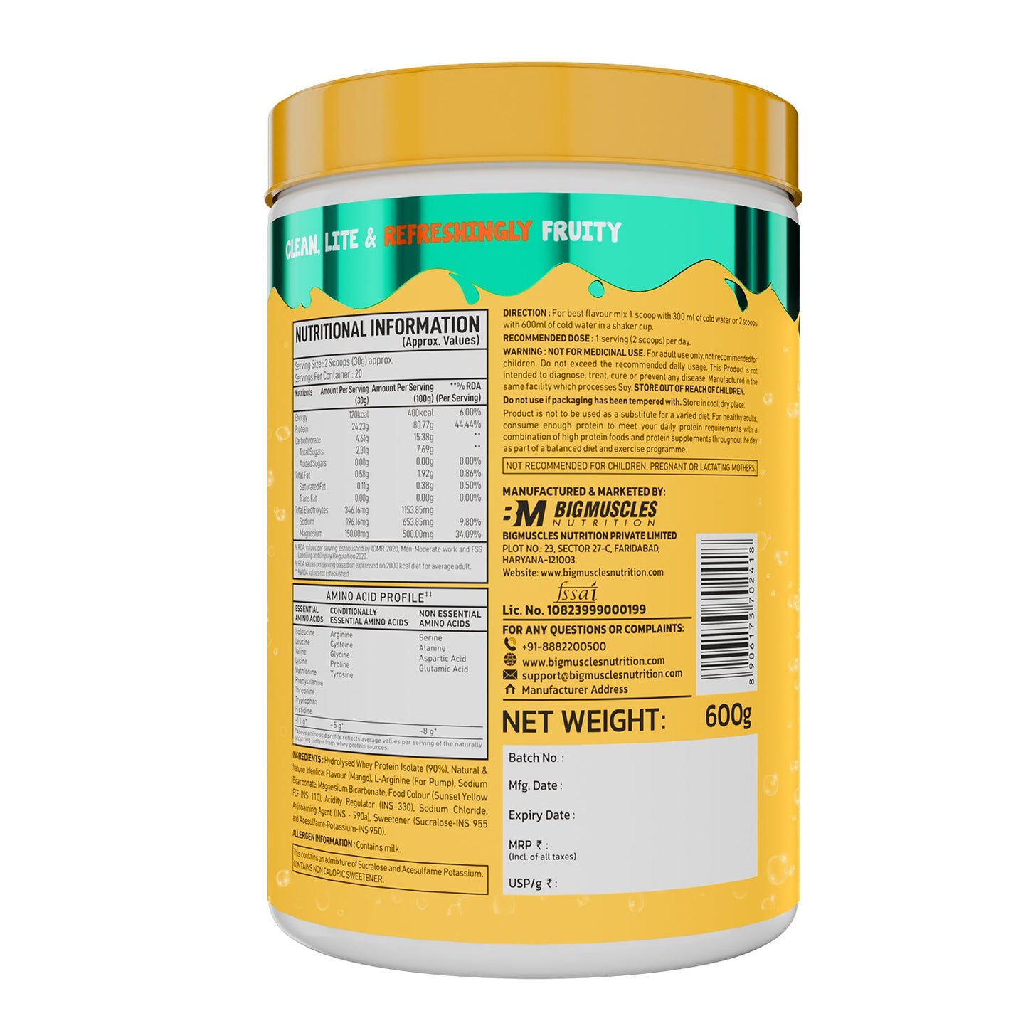 Big Muscles Nutrition Fizzy Whey & Shaker Combo - Distacart