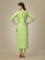 Thumbnail for Aastha Fashion Women's Light Green Rayon Embroidered Kurta Pant Set - Distacart