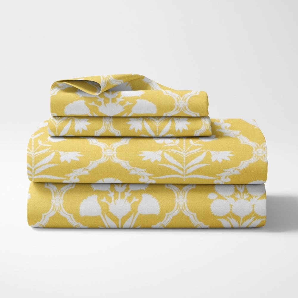 Haus & Kinder Marigold Majesty 186 TC Cotton 100% Printed Flat King Bedsheet - Dista