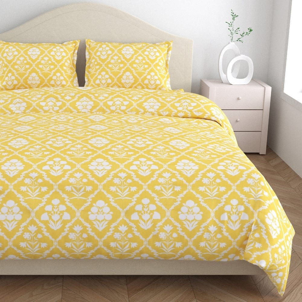 Haus & Kinder Marigold Majesty 186 TC Cotton 100% Printed Flat King Bedsheet - Dista