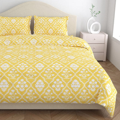 Haus & Kinder Marigold Majesty 186 TC Cotton 100% Printed Flat King Bedsheet - Dista