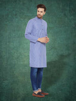 Thumbnail for Even Apparels Men's Pure Cotton Blue Striped Kurta - Distacart