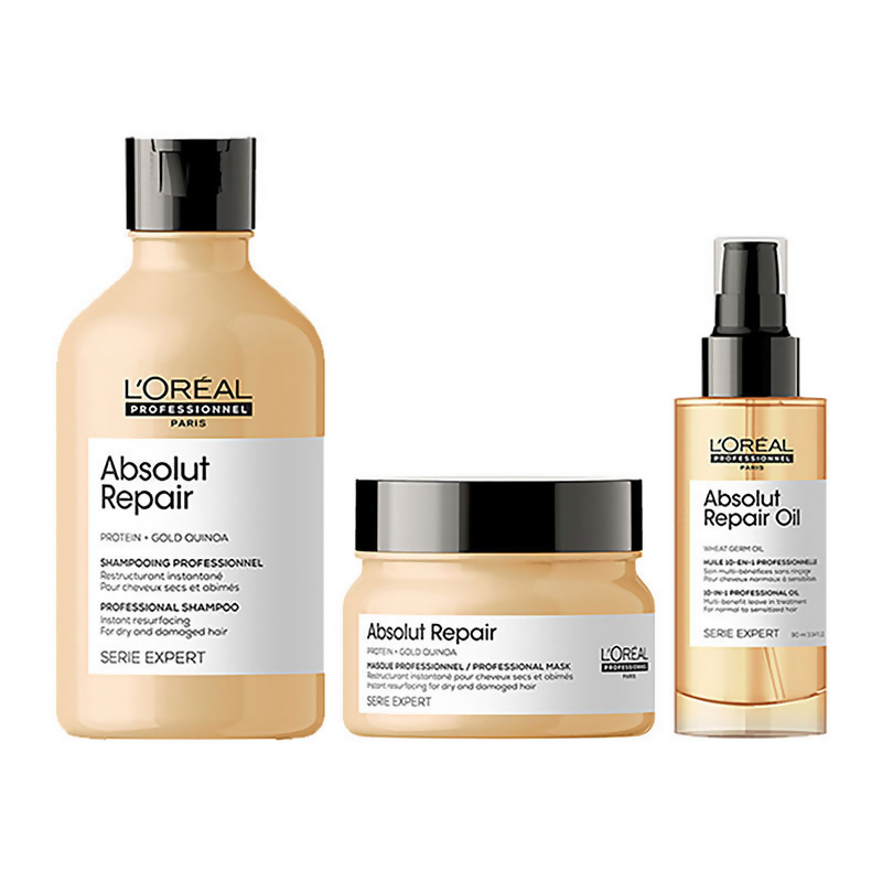 L'Oreal Professionnel Absolut Repair Shampoo, Hair Mask & Hair Serum, Serie Expert - Distacart