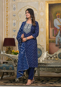 Thumbnail for Partywear Designer Blue cotton Stitched Suit With Dupatta - Tanisha - Distacart