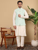 MULTI SHADES Men's Woven Design See Green Embroidered Nehru Jacket - Dista