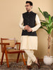 MULTI SHADES Men's Woven Design Black Embroidered Nehru Jacket - Dista