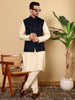 MULTI SHADES Men's Woven Design Black Embroidered Nehru Jacket - Dista