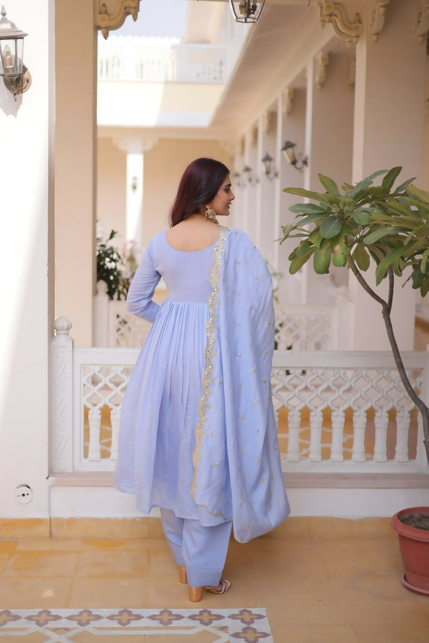 Teeya Creation Womens New Mul Chanderi With Beads Embroidery-Work Kurta Set - Dista