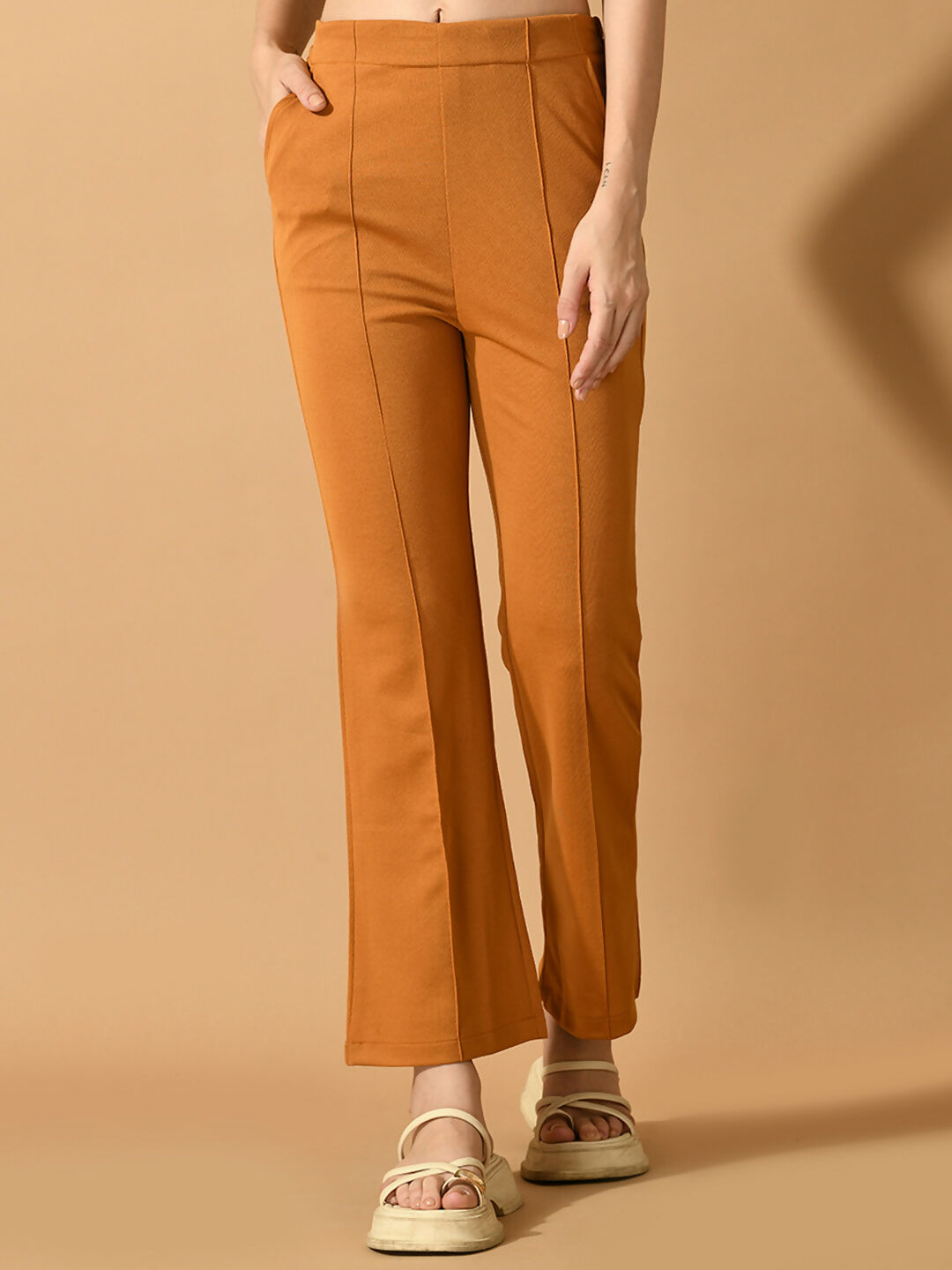 Myshka Women's Mustard Solid Coat With Trousers - Distacart