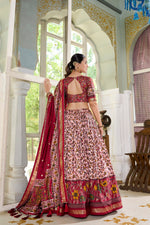 Thumbnail for Malishka Womens Maroon Dola Silk With Foil Print Lehenga Choli Set