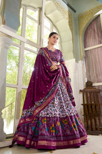 Thumbnail for Malishka Womens Purple Dola Silk With Foil Print Lehenga Choli Set