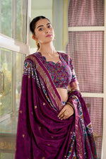 Thumbnail for Malishka Womens Purple Dola Silk With Foil Print Lehenga Choli Set