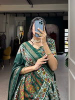 Thumbnail for Malishka Womens Green Dola Silk With Foil Print Lehenga Choli Set