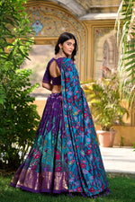 Thumbnail for Malishka Womens Purple Dola Silk With Foil Print Lehenga Choli Set