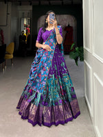 Thumbnail for Malishka Womens Purple Dola Silk With Foil Print Lehenga Choli Set