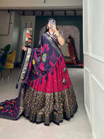 Thumbnail for Malishka Womens Pink Dola Silk With Foil Print Lehenga Choli Set