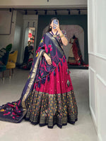 Thumbnail for Malishka Womens Pink Dola Silk With Foil Print Lehenga Choli Set