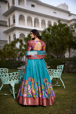Thumbnail for Malishka Womens Firozi Dola Silk With Jacquard Lehenga Choli Set
