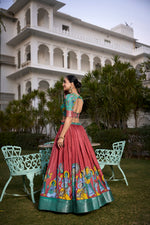 Thumbnail for Malishka Womens Red Dola Silk With Jacquard Lehenga Choli Set