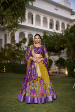 Thumbnail for Malishka Womens Yellow Dola Silk With Jacquard Lehenga Choli Set