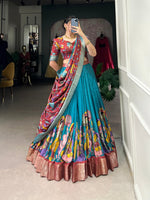 Thumbnail for Malishka Womens Firozi Dola Silk With Jacquard Lehenga Choli Set