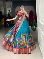 Thumbnail for Malishka Womens Firozi Dola Silk With Jacquard Lehenga Choli Set