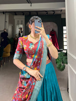 Thumbnail for Malishka Womens Firozi Dola Silk With Jacquard Lehenga Choli Set