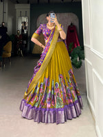 Thumbnail for Malishka Womens Yellow Dola Silk With Jacquard Lehenga Choli Set