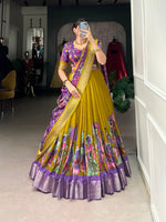 Thumbnail for Malishka Womens Yellow Dola Silk With Jacquard Lehenga Choli Set