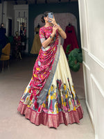 Thumbnail for Malishka Womens White Dola Silk With Jacquard Lehenga Choli Set