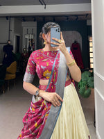 Thumbnail for Malishka Womens White Dola Silk With Jacquard Lehenga Choli Set
