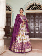 Thumbnail for Malishka Womens Wine Dola Silk With Foil Print Lehenga Choli Set
