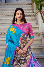 Thumbnail for Malishka Womens Lavender Dola Silk With Foil Print Lehenga Choli Set