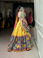 Thumbnail for Malishka Womens Yellow Dola Silk With Foil Print Lehenga Choli Set