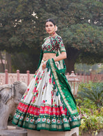 Thumbnail for Malishka Womens Green Dola Silk With Foil Print Lehenga Choli Set
